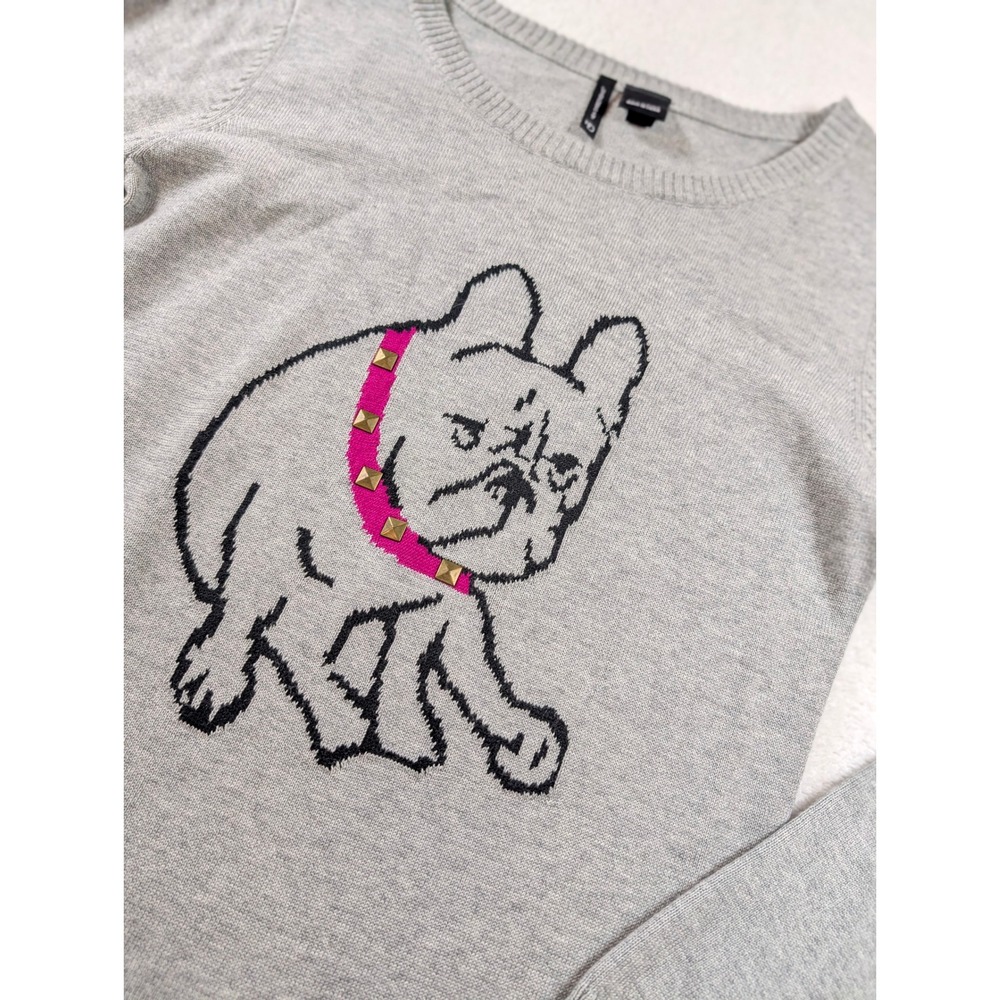 Heather Grey French Bulldog Studded Collar Sweater Small NWT Dog Preppy